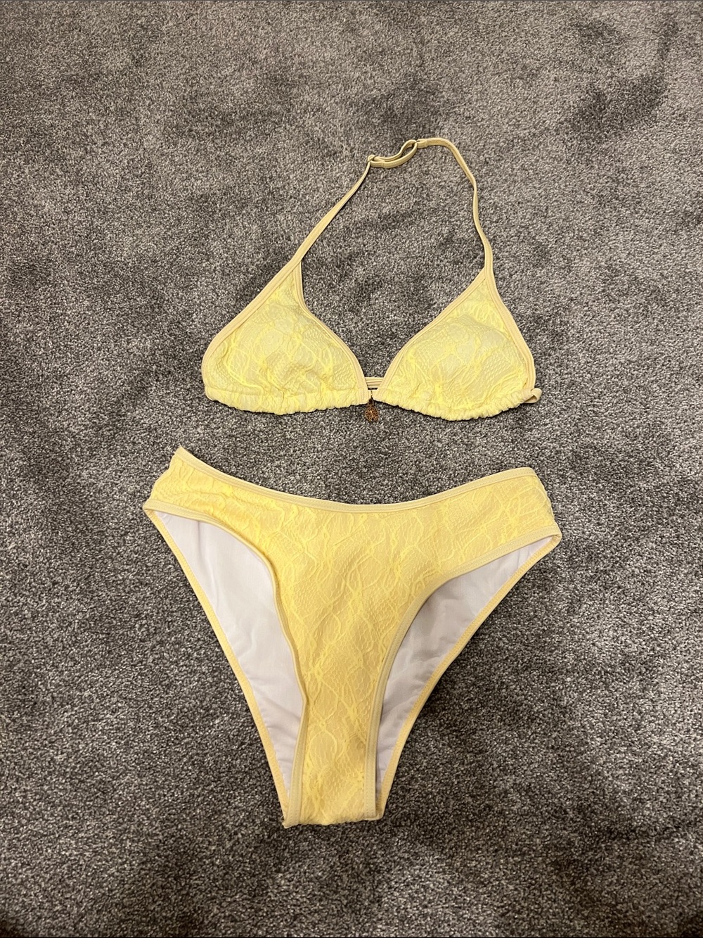 NEW SHEIN Yellow Lace Triangle Bikini Set - Women Swim